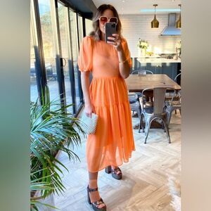Never Fully Dressed Abigail Dress Neon Orange Chiffon Size 10